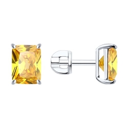 Cercei Pusete din argint  cu pietre Cubic Zirconia Galben