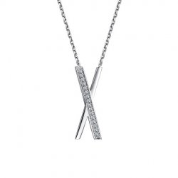 Colier din aur alb cu pietre Diamant