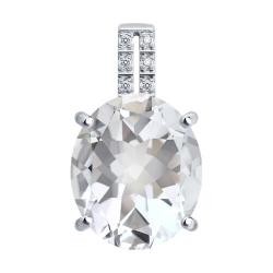 Подвеска из белого золота с камнями Бриллиант, Горный хрусталь