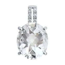 Pandantiv din aur alb cu Diamant, Cristal de munte