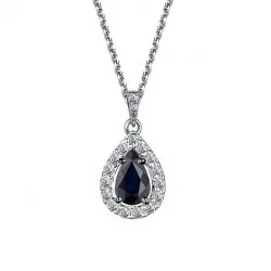 Colier din aur alb cu Diamant, Safir