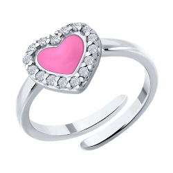 Inel din argint  cu pietre Cubic Zirconia Incolor, Emailare