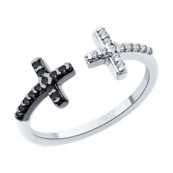 Inel din argint cu Cubic Zirconia Incolor, Cubic Zirconia Negru