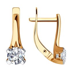 Серьги из красного золота с камнями Фианит