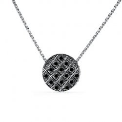 Colier din aur alb cu pietre Diamant negru