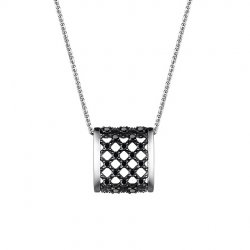 Colier din aur alb cu pietre Diamant negru