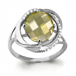 Inel din argint  cu pietre Cubic Zirconia Incolor, Cuarț lemon