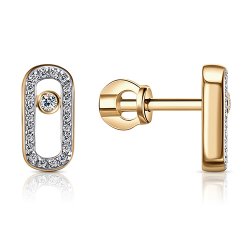 Cercei Pusete din aur roșu cu pietre Cubic Zirconia Incolor