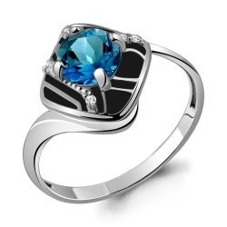 Inel din argint  cu pietre Cubic Zirconia Incolor, Topaz London și Emailare