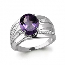 Inel din argint  cu pietre Cubic Zirconia Incolor, Ametist