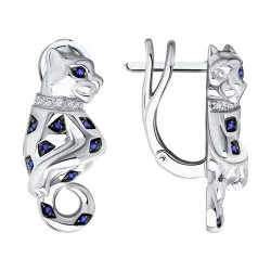 Cercei din aur alb cu Diamant, Safir