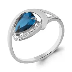Inel din aur alb cu Cubic Zirconia Incolor, Nanotopaz