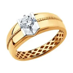 Inel din aur roșu cu Cubic Zirconia Incolor