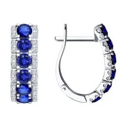 Cercei din aur alb cu Diamant, Safir
