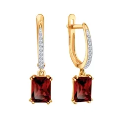Cercei Suspendați din aur roșu cu Cubic Zirconia Incolor, Granat