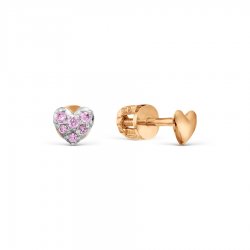 Cercei Pusete din aur roșu cu pietre Cubic Zirconia Roz