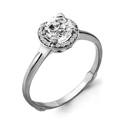 Кольцо из белого золота с камнями Фианит, Swarovski