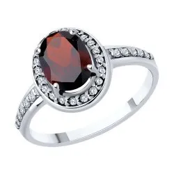 Inel din argint cu Cubic Zirconia Incolor, Granat