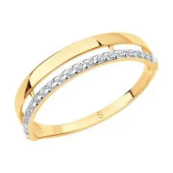 Inel din aur roșu cu Cubic Zirconia Incolor