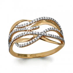 Inel din aur roșu cu pietre Cubic Zirconia Incolor