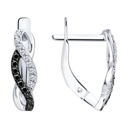 Cercei din aur alb cu pietre Cubic Zirconia Incolor, Cubic Zirconia Negru