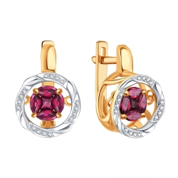 Cercei din aur roșu cu pietre Diamant, Rubin