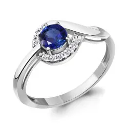 Inel din aur alb cu Cubic Zirconia Incolor, Nanosafir