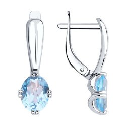 Серьги из серебра с камнями Топаз голубой
