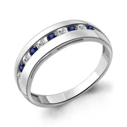 Inel din aur alb cu Cubic Zirconia Incolor, Nanosafir