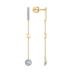 Cercei Pusete din aur roșu cu pietre Cubic Zirconia Incolor