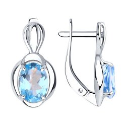 Серьги из серебра с камнями Топаз голубой