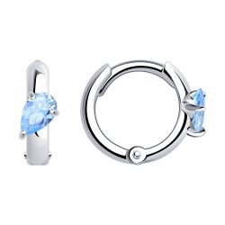 Серьги Конго из серебра с камнями Фианит Синий