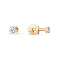 Cercei Pusete din aur roșu cu pietre Cubic Zirconia Incolor
