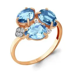 Inel din aur roșu cu Cubic Zirconia Incolor, Topaz Swiss