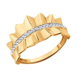 Inel din aur roșu cu Cubic Zirconia Incolor
