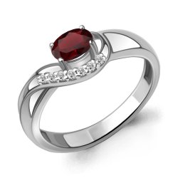 Inel din argint  cu pietre Cubic Zirconia Incolor, Granat