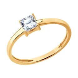 Inel din aur roșu cu Cubic Zirconia Incolor