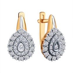 Cercei din aur roșu cu pietre Diamant