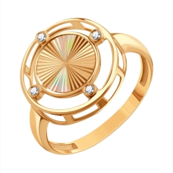 Inel din aur roșu cu pietre Cubic Zirconia Incolor