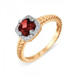 Inel din aur roșu cu Cubic Zirconia Incolor, Granat