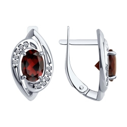 Cercei din argint  cu pietre Cubic Zirconia Incolor, Granat