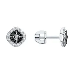 Cercei Pusete din aur alb cu Diamant, Diamant negru