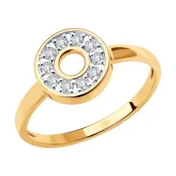 Inel din aur roșu cu Cubic Zirconia Incolor