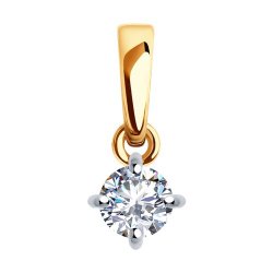Pandantiv din aur roșu cu pietre Cubic Zirconia Incolor