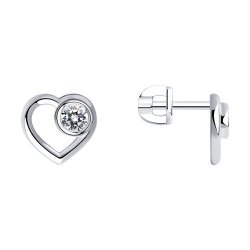 Серьги Пусеты из серебра с камнями Фианит