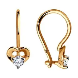 Cercei p-u copii din aur roșu cu Cubic Zirconia Incolor