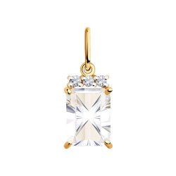 Pandantiv din aur roșu cu pietre Cubic Zirconia Incolor, Cristal de munte
