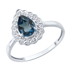 Inel din aur alb cu pietre Cubic Zirconia Incolor, Topaz London