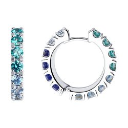 Cercei Creole din argint  cu pietre Cubic Zirconia Colorat