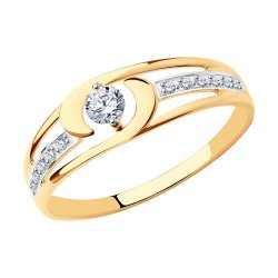 Inel din aur roșu cu pietre Cubic Zirconia Incolor